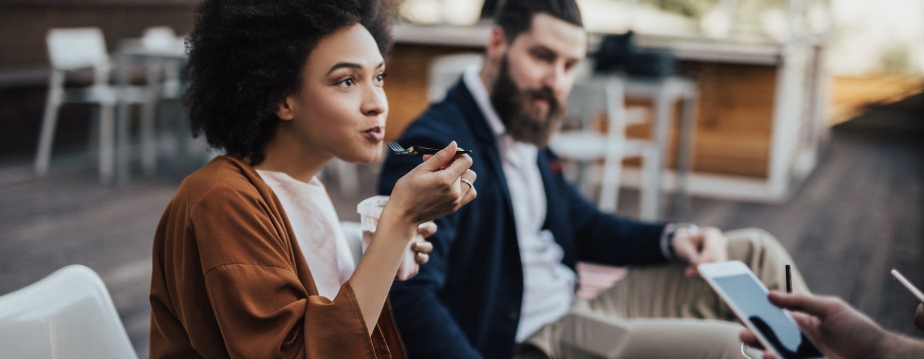 Girl eating at a local diner near pleasantwood apatments